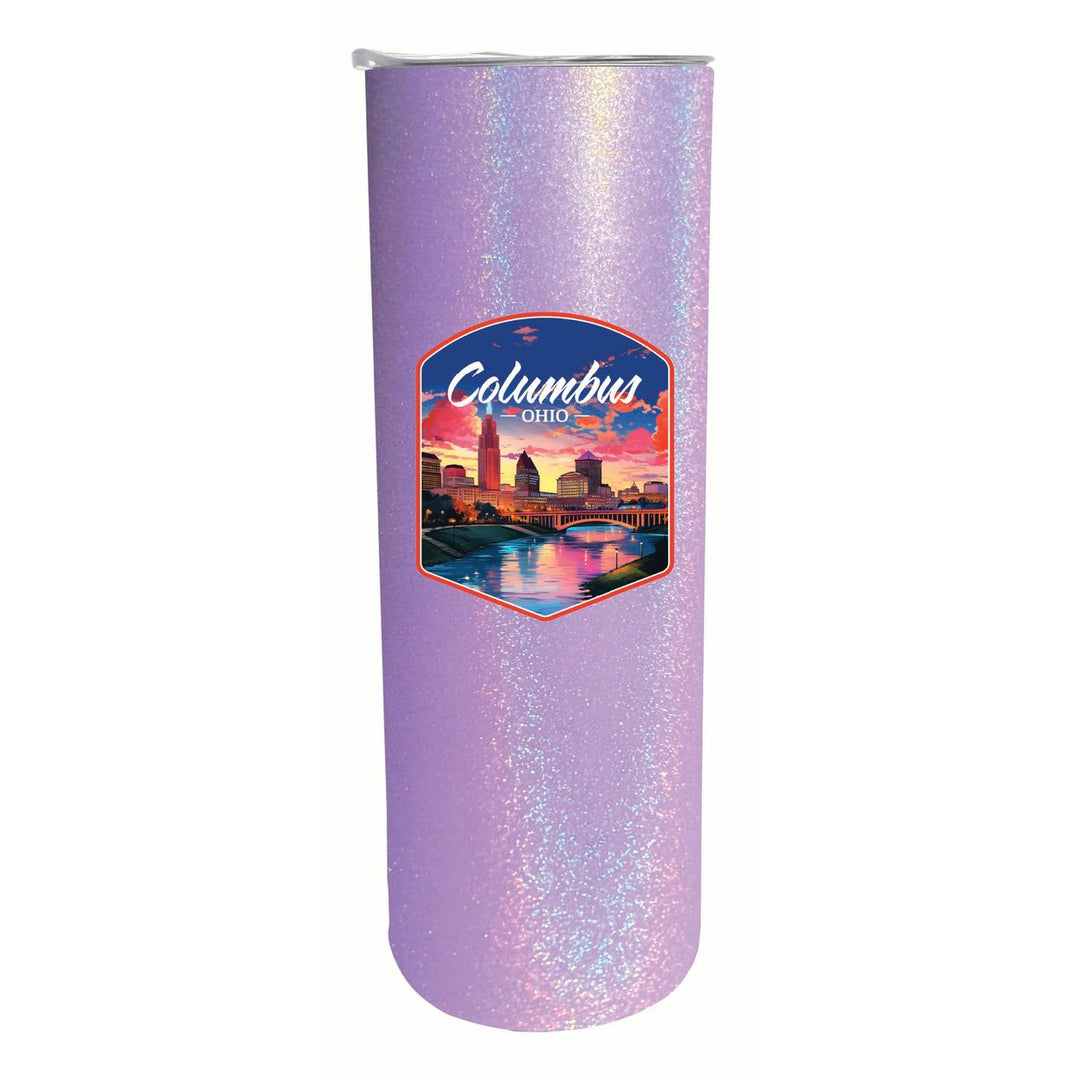 Columbus Ohio Sunset Cityscape Design Souvenir 20 oz Insulated Stainless Steel Skinny Tumbler Image 4