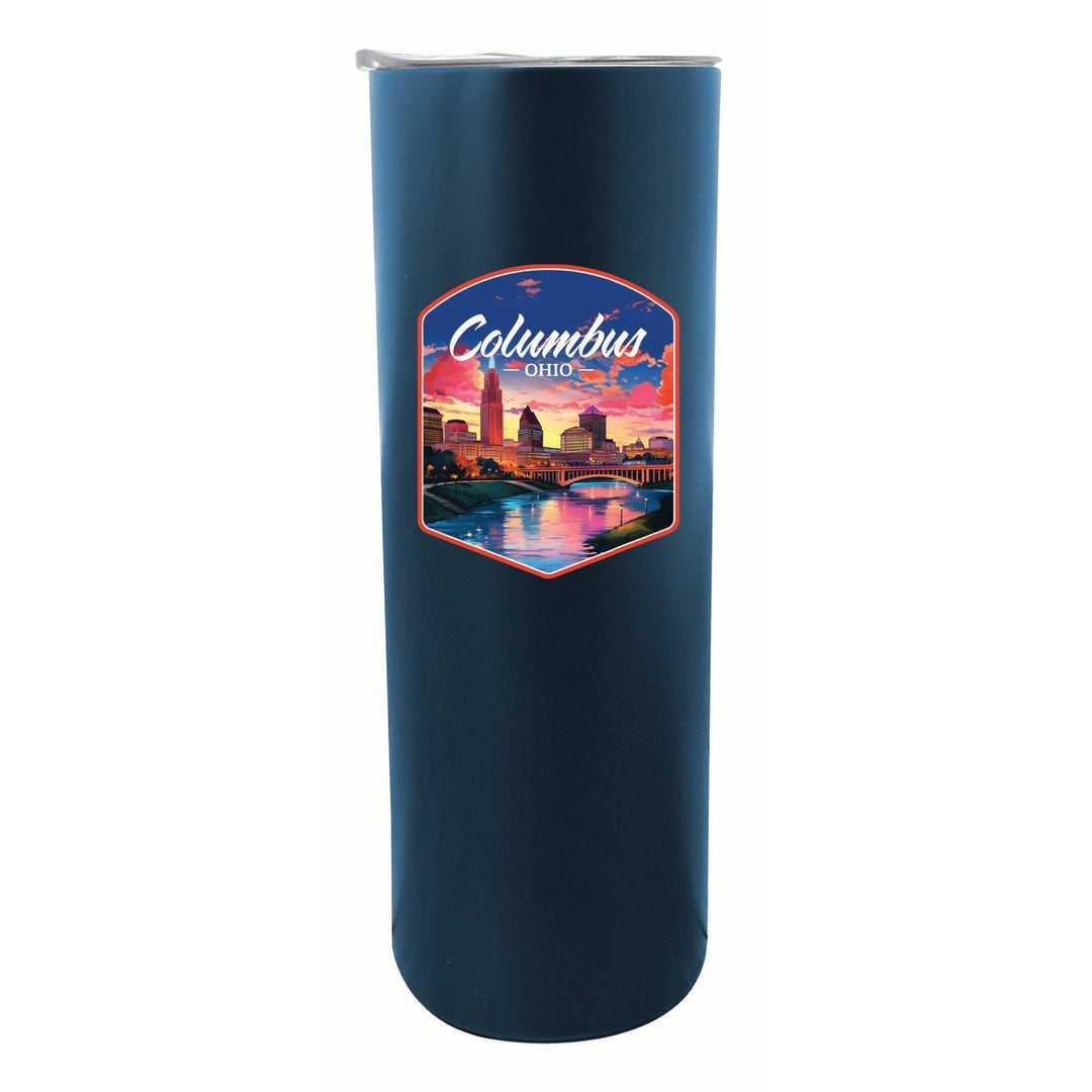 Columbus Ohio Sunset Cityscape Design Souvenir 20 oz Insulated Stainless Steel Skinny Tumbler Image 6