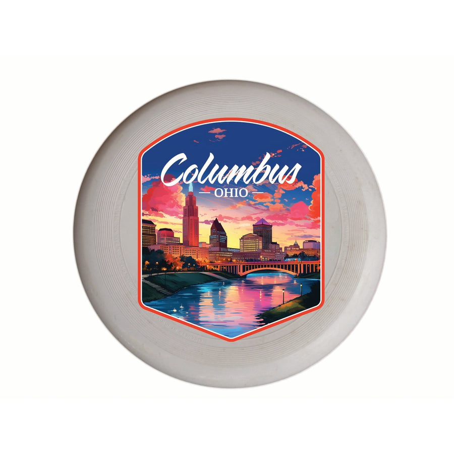 Columbus Ohio Sunset Cityscape Design Souvenir Frisbee Flying Disc Image 1