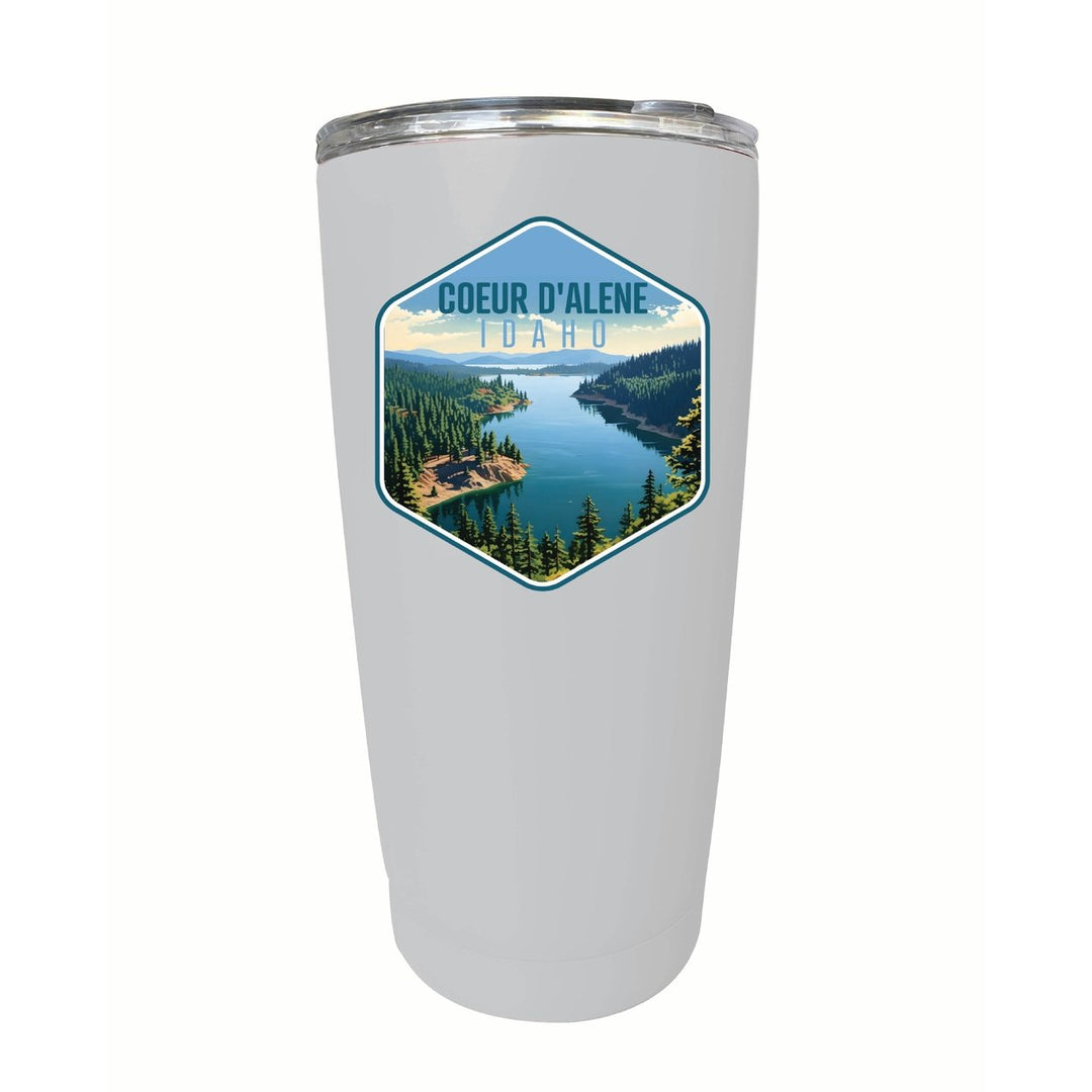 Coeur DAlene Idaho Aerial Lake Design Souvenir 16 oz Stainless Steel Insulated Tumbler Image 1