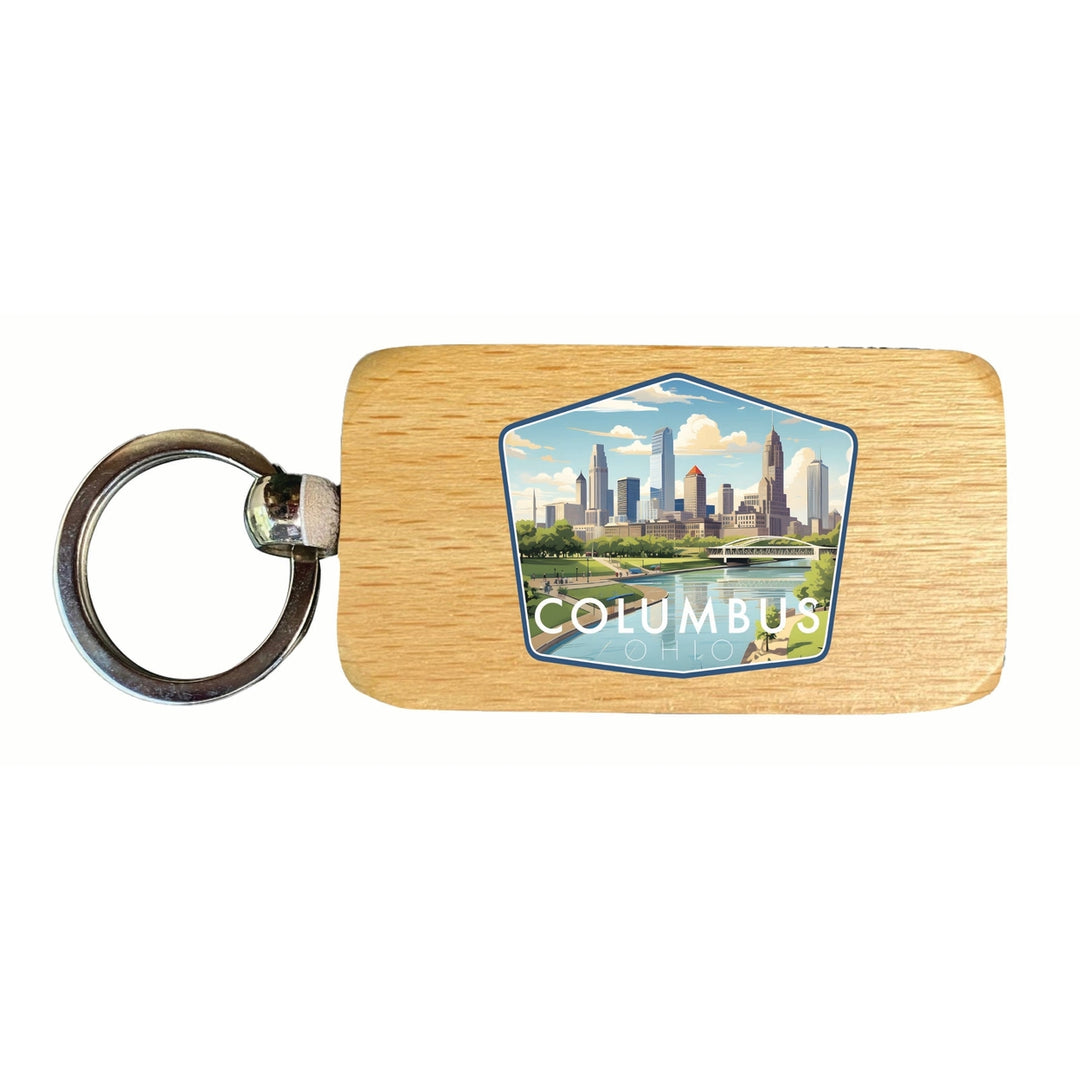 Columbus Ohio Daytime Cityscape Design Souvenir 2.5x1-Inch Souvenir Wooden Keychain Image 1