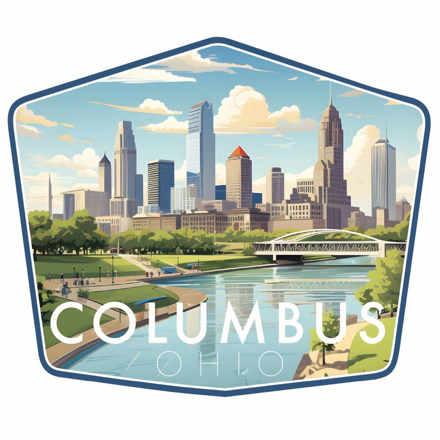 Columbus Ohio Daytime Cityscape Design Souvenir Die Cut Flat Magnet Image 1