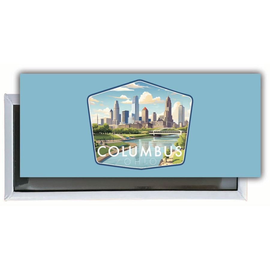 Columbus Ohio Daytime Cityscape Design Souvenir Fridge Magnet 4.75 x 2 Inch Image 1