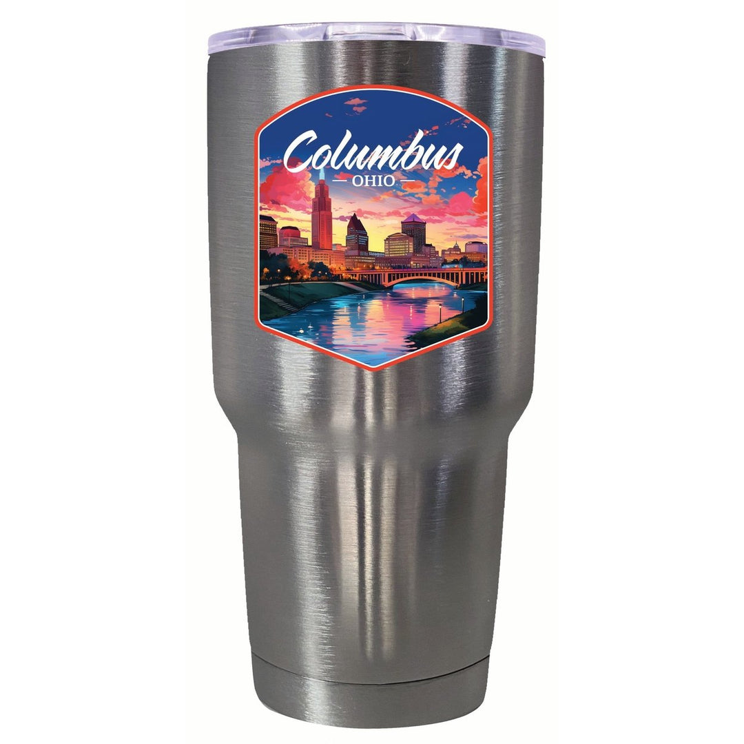 Columbus Ohio Sunset Cityscape Design Souvenir 24 oz Insulated Stainless Steel Tumbler Image 4