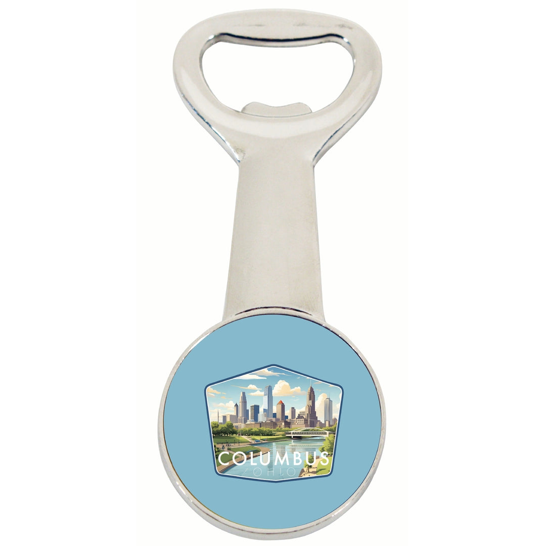 Columbus Ohio Daytime Cityscape Design Souvenir Magnetic Bottle Opener Image 1