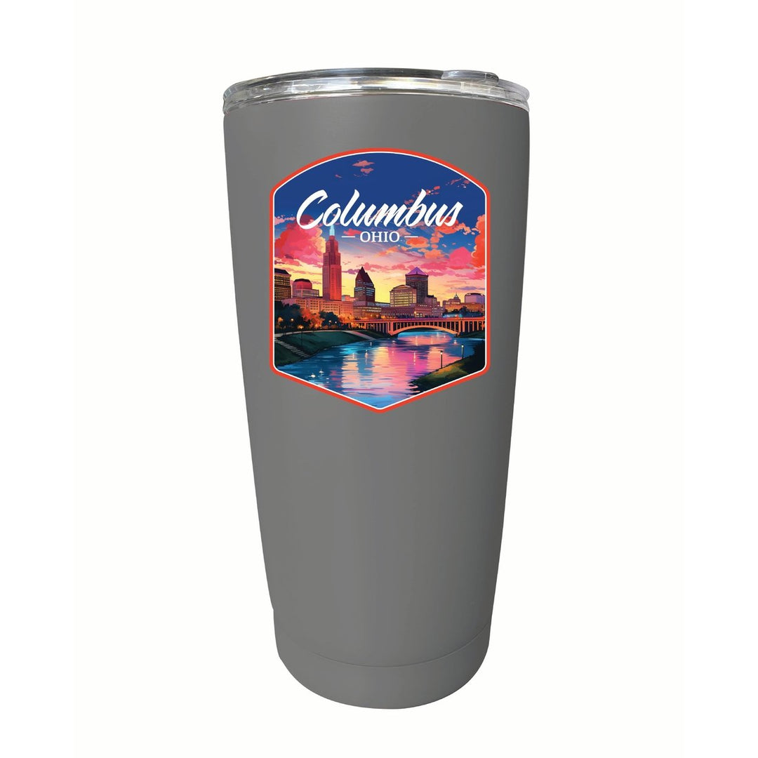 Columbus Ohio Sunset Cityscape Design Souvenir 16 oz Stainless Steel Insulated Tumbler Image 4