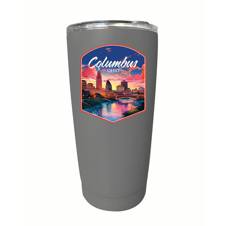 Columbus Ohio Sunset Cityscape Design Souvenir 16 oz Stainless Steel Insulated Tumbler Image 4