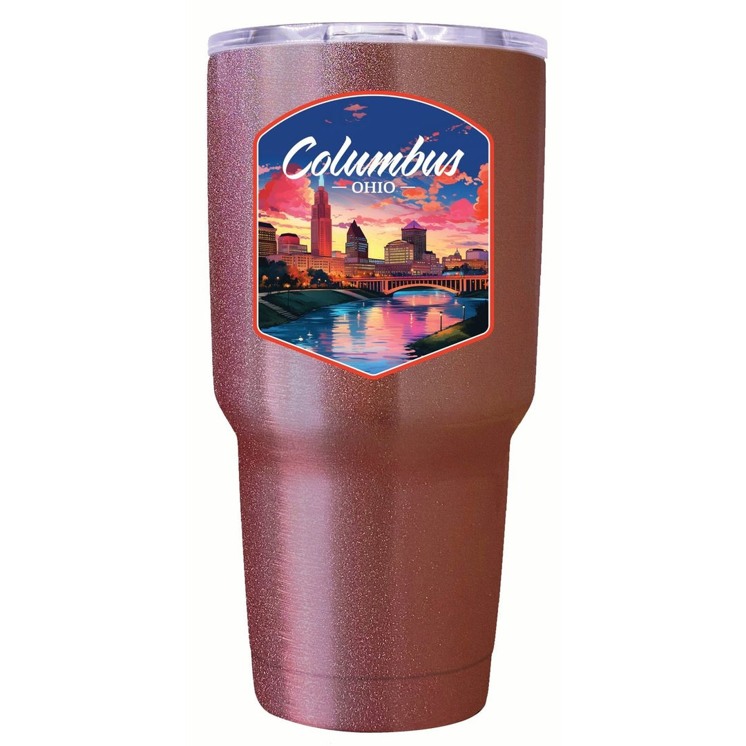 Columbus Ohio Sunset Cityscape Design Souvenir 24 oz Insulated Stainless Steel Tumbler Image 8