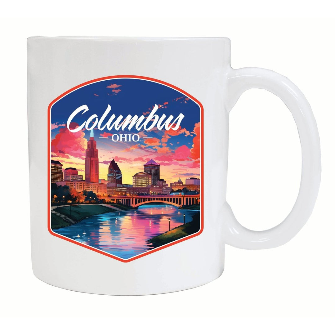 Columbus Ohio Sunset Cityscape Design Souvenir 12 oz Ceramic Coffee Mug Image 1