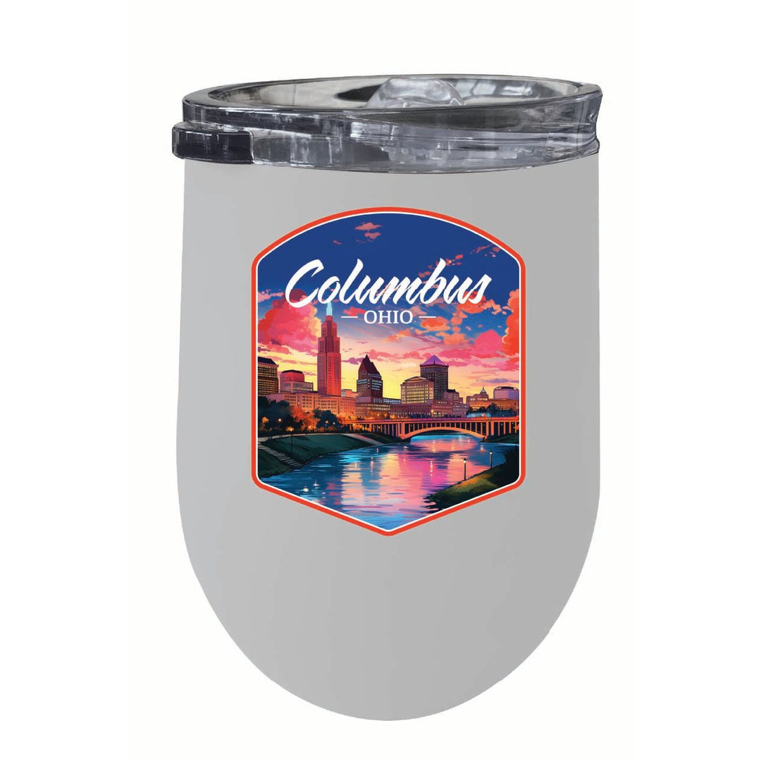 Columbus Ohio Sunset Cityscape Design Souvenir 12 oz Insulated Wine Stainless Steel Tumbler Image 1