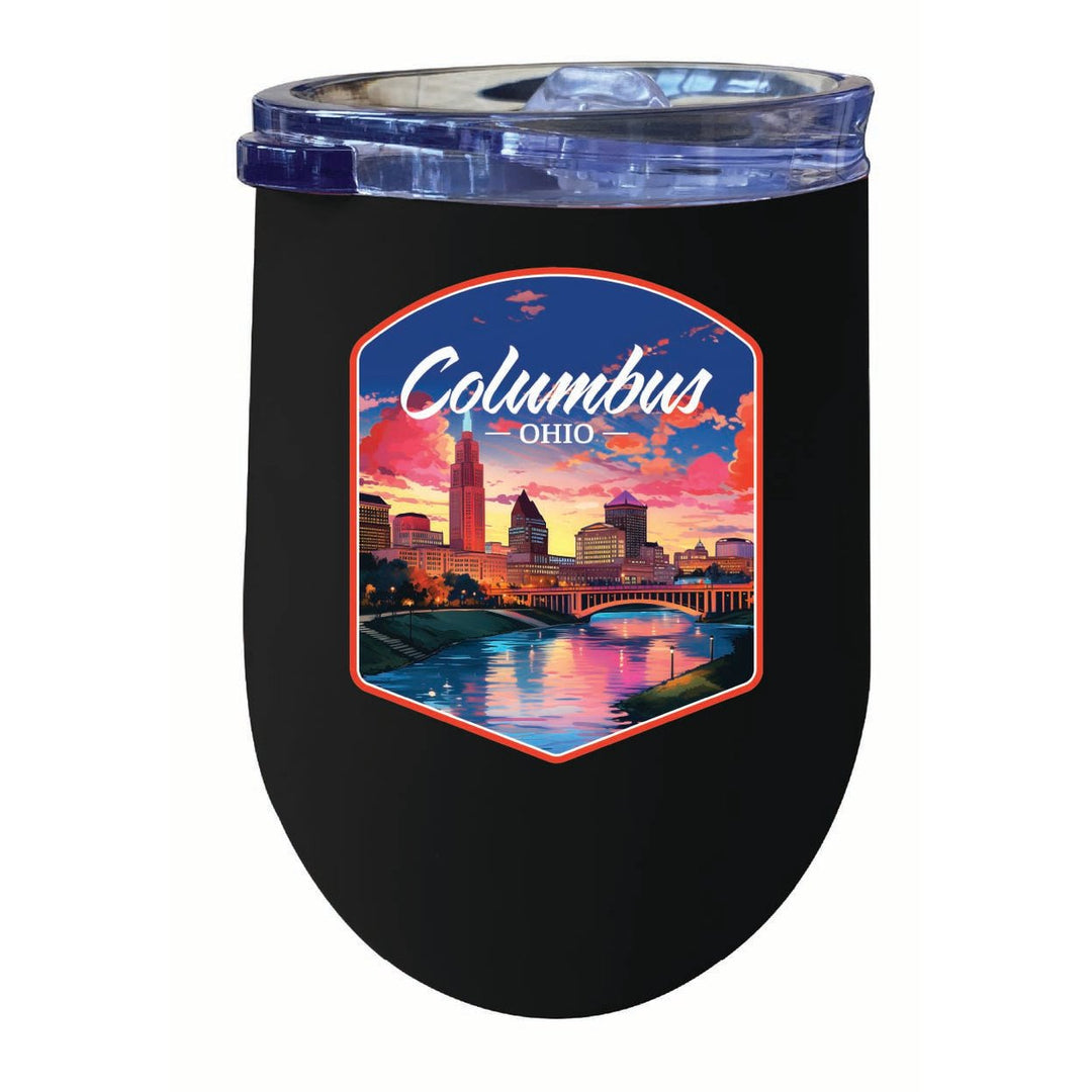 Columbus Ohio Sunset Cityscape Design Souvenir 12 oz Insulated Wine Stainless Steel Tumbler Image 2