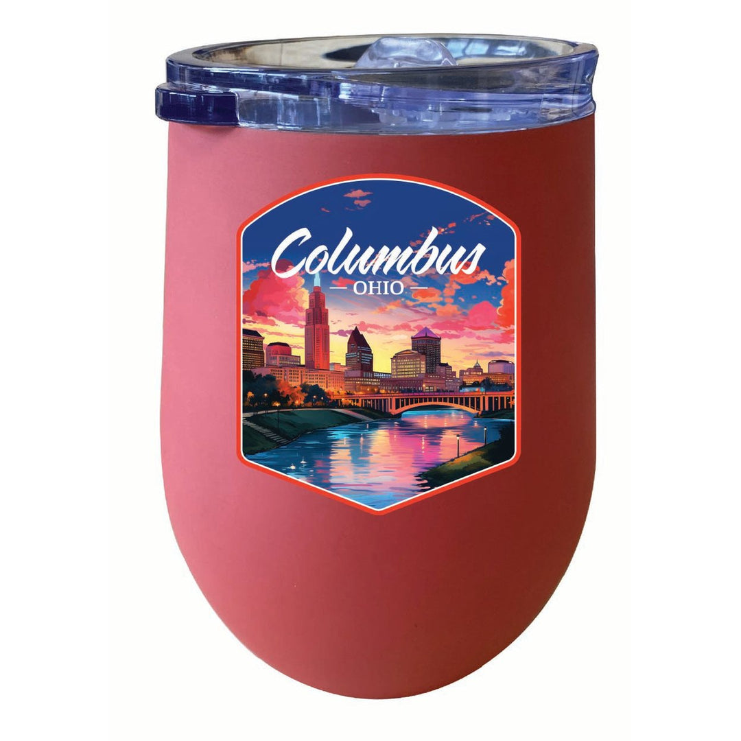 Columbus Ohio Sunset Cityscape Design Souvenir 12 oz Insulated Wine Stainless Steel Tumbler Image 3