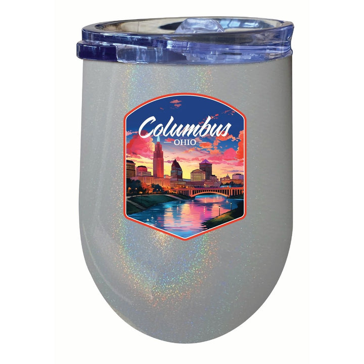 Columbus Ohio Sunset Cityscape Design Souvenir 12 oz Insulated Wine Stainless Steel Tumbler Image 4