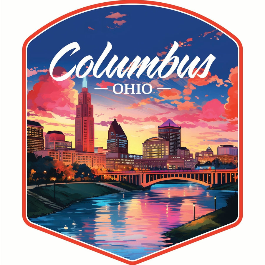 Columbus Ohio Sunset Cityscape Design Souvenir Die Cut Flat Magnet Image 1