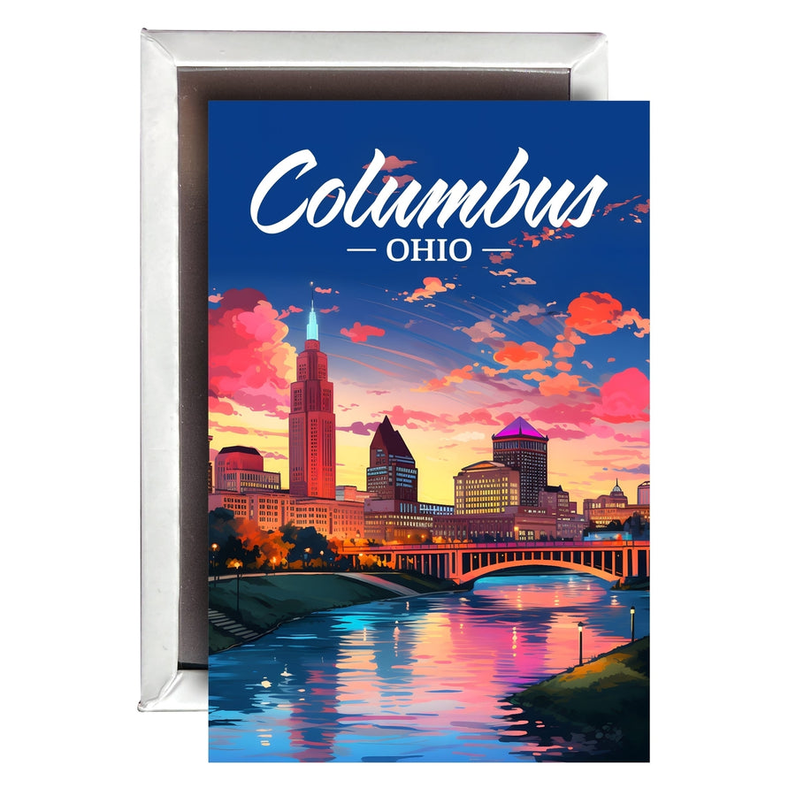 Columbus Ohio Sunset Cityscape Design Souvenir 2x3-Inch Fridge Magnet Image 1