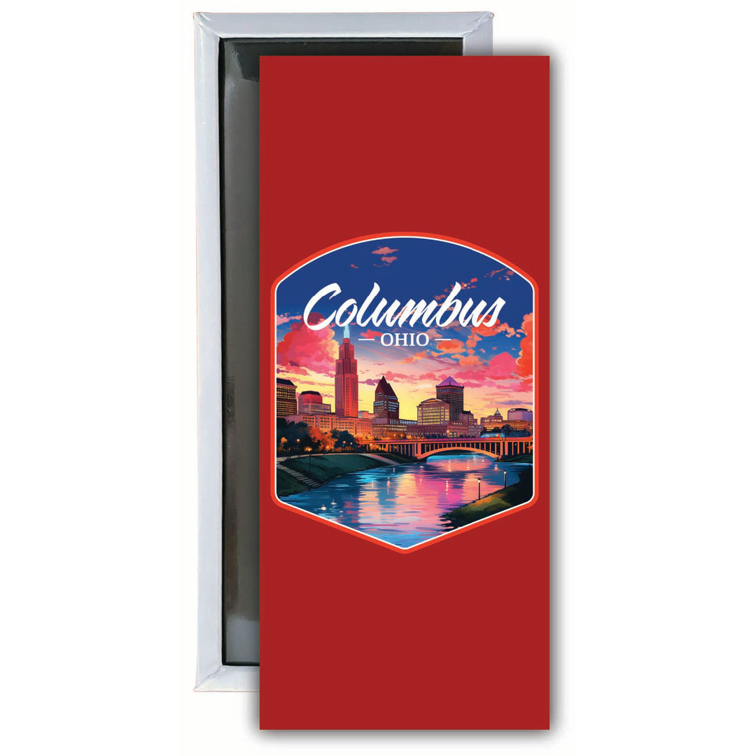 Columbus Ohio Sunset Cityscape Design Souvenir Fridge Magnet 4.75 x 2 Inch Image 1