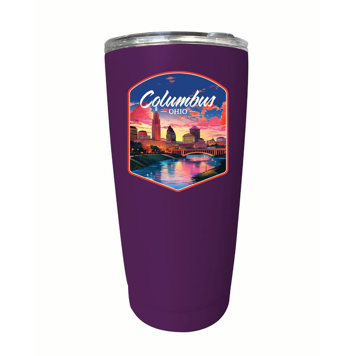 Columbus Ohio Sunset Cityscape Design Souvenir 16 oz Stainless Steel Insulated Tumbler Image 7