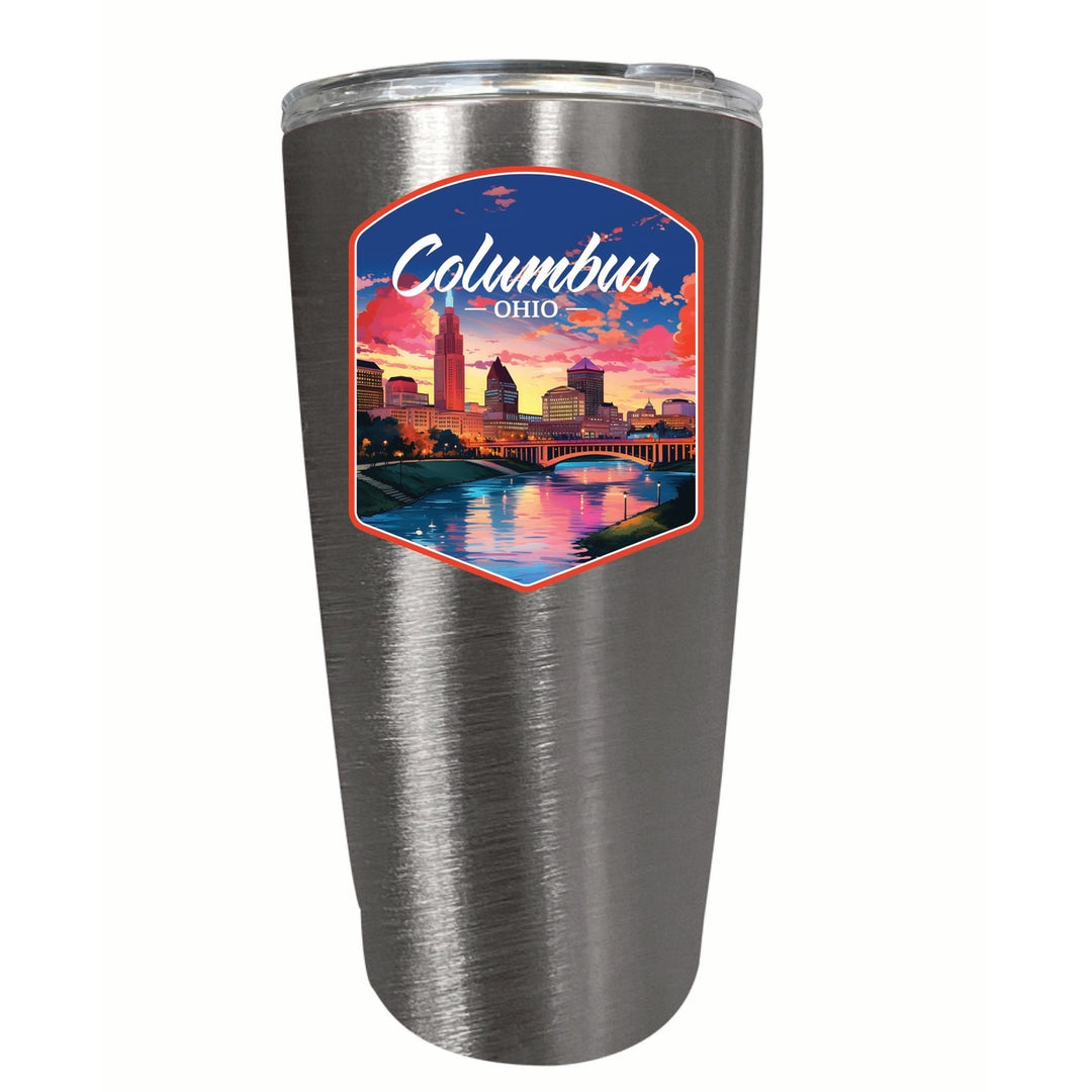 Columbus Ohio Sunset Cityscape Design Souvenir 16 oz Stainless Steel Insulated Tumbler Image 9