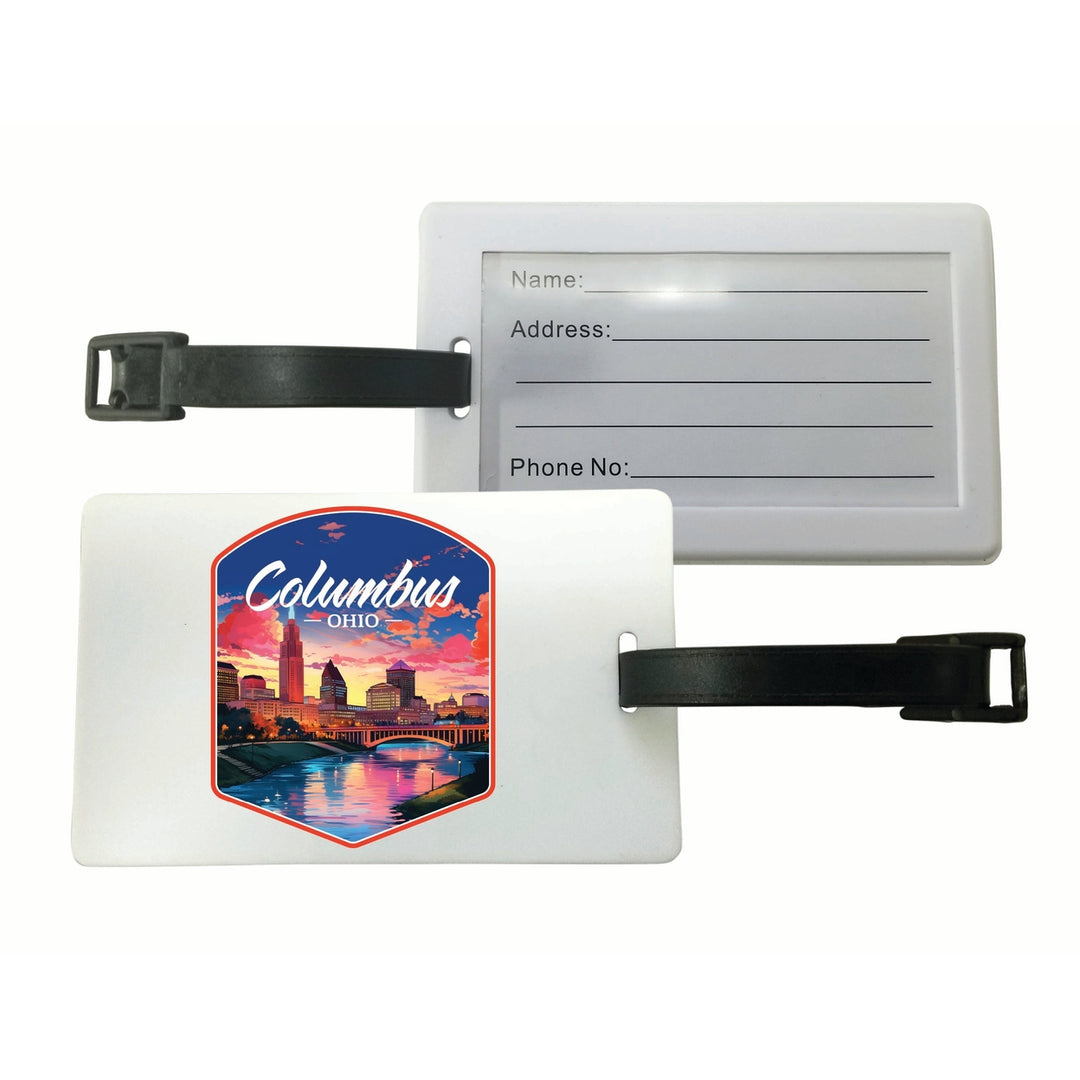 Columbus Ohio Sunset Cityscape Design Souvenir Luggage Tag Image 1