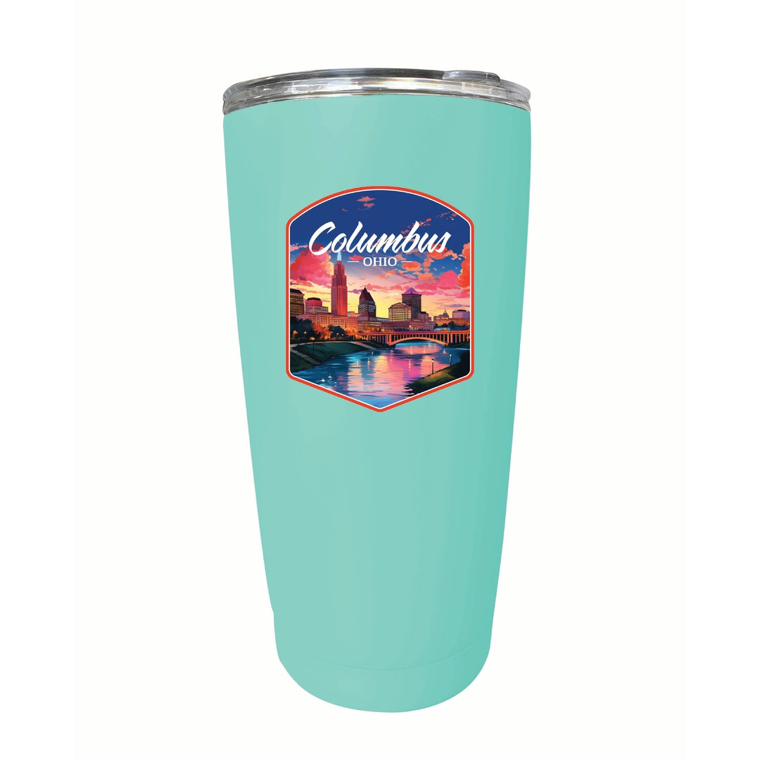 Columbus Ohio Sunset Cityscape Design Souvenir 16 oz Stainless Steel Insulated Tumbler Image 10