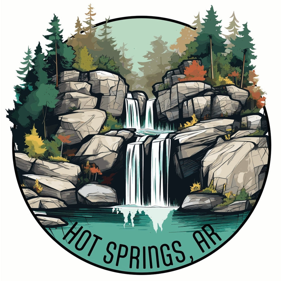 Hot Springs Arkansas Waterfall Illustration Design Souvenir Die Cut Flat Magnet Image 1