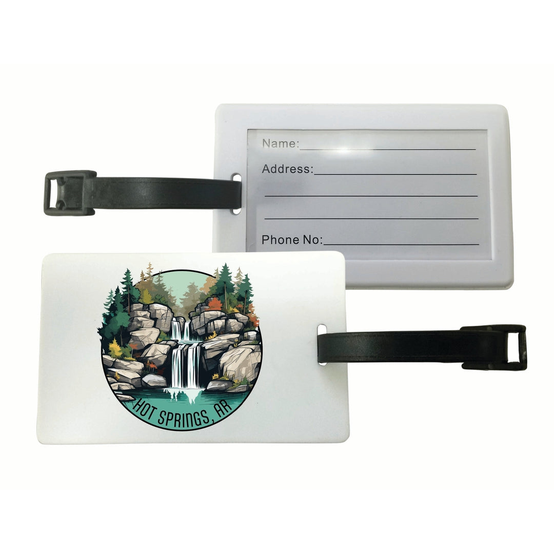 Hot Springs Arkansas Waterfall Illustration Design Souvenir Luggage Tag Image 1