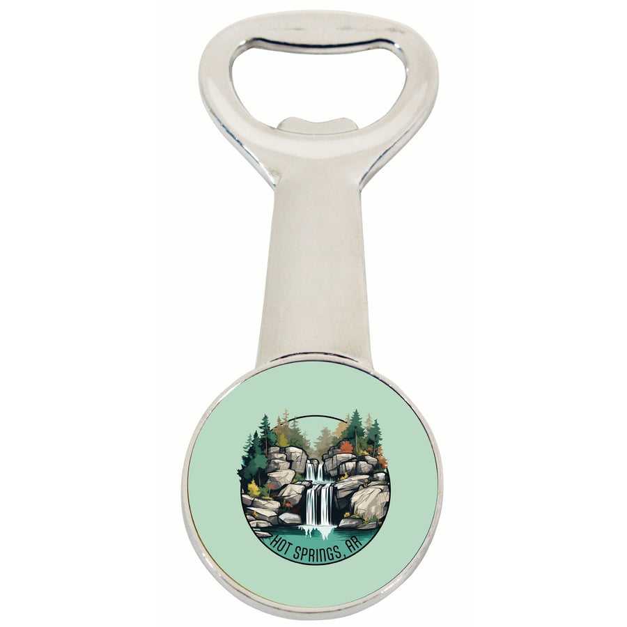 Hot Springs Arkansas Waterfall Illustration Design Souvenir Magnetic Bottle Opener Image 1