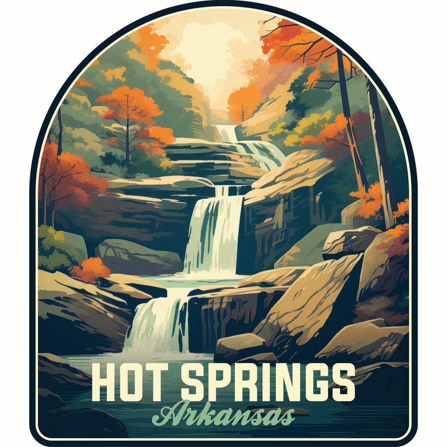 Hot Springs Arkansas Autumn Waterfall Design Souvenir Die Cut Flat Magnet Image 1