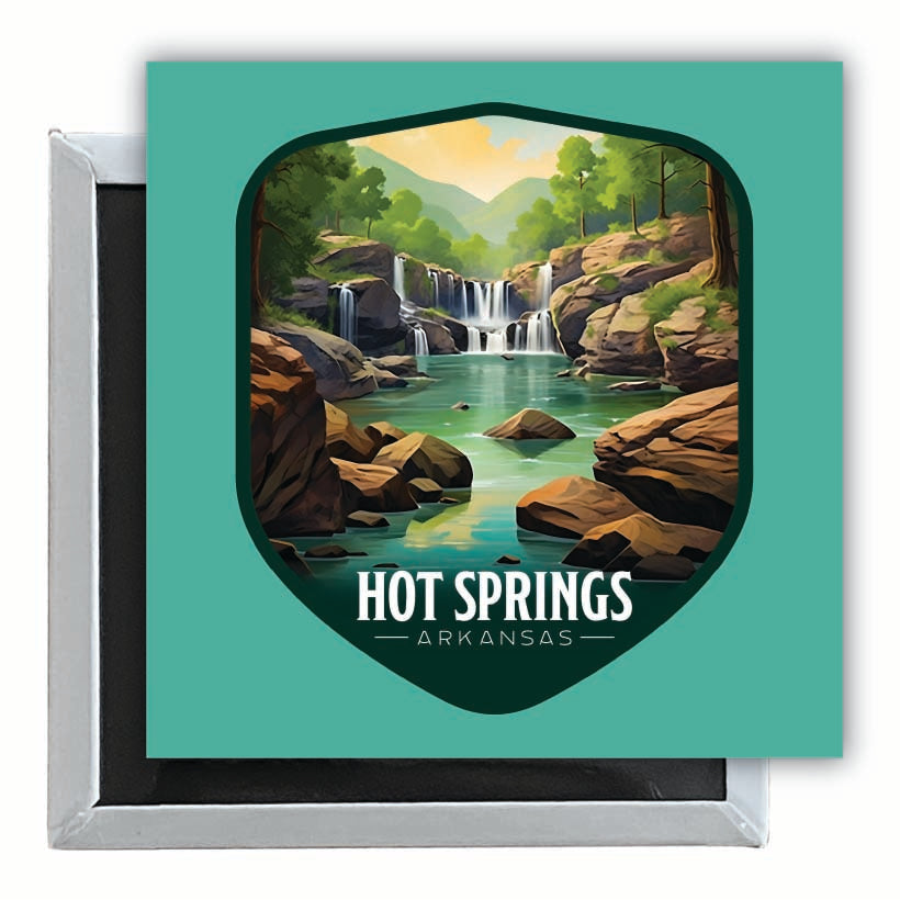 Hot Springs Arkansas Lake Springs Design Souvenir 2.5 x 2.5-Inch Fridge Magnet Image 1