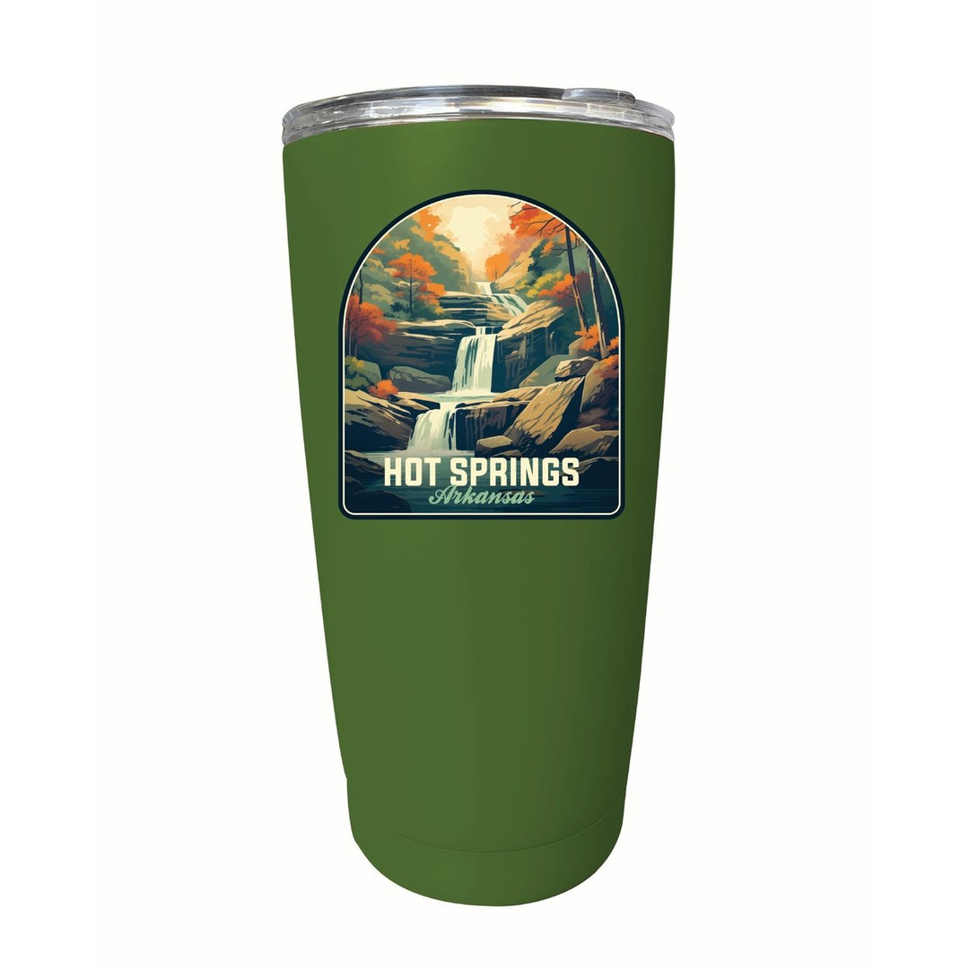 Hot Springs Arkansas Autumn Waterfall Design Souvenir 16 oz Stainless Steel Insulated Tumbler Image 1