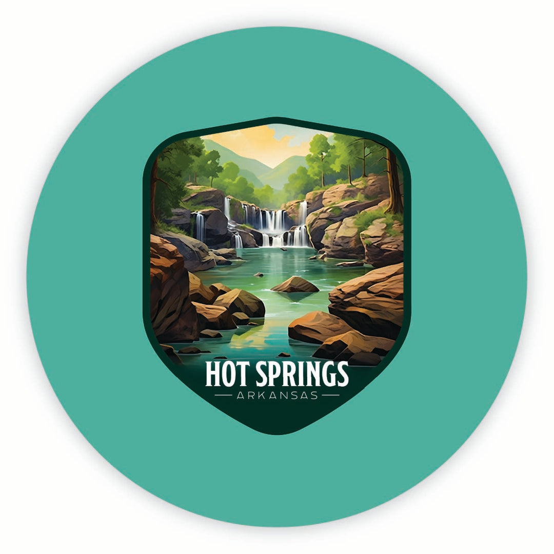 Hot Springs Arkansas Lake Springs Design Souvenir Round Fridge Magnet Image 1