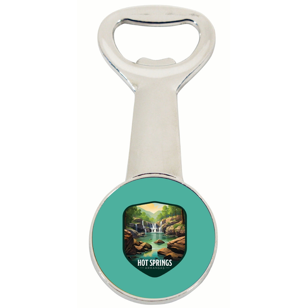 Hot Springs Arkansas Lake Springs Design Souvenir Magnetic Bottle Opener Image 1