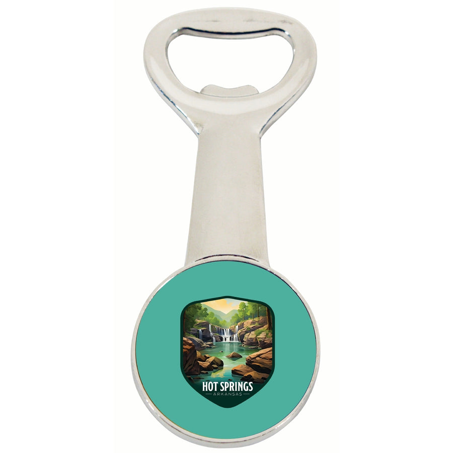 Hot Springs Arkansas Lake Springs Design Souvenir Magnetic Bottle Opener Image 1