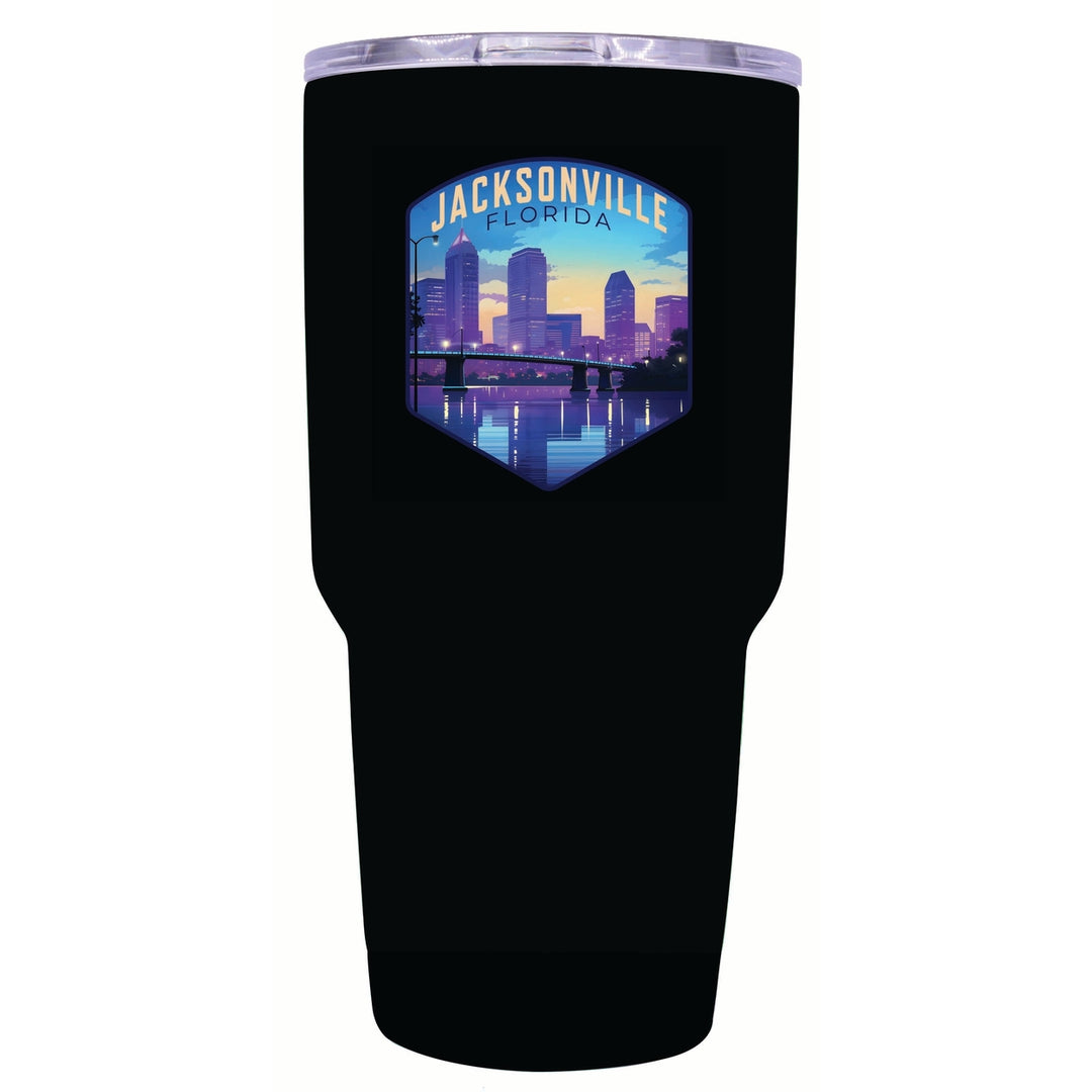 Jacksonville Florida Evening Cityscape Design Souvenir 24 oz Insulated Stainless Steel Tumbler Image 1