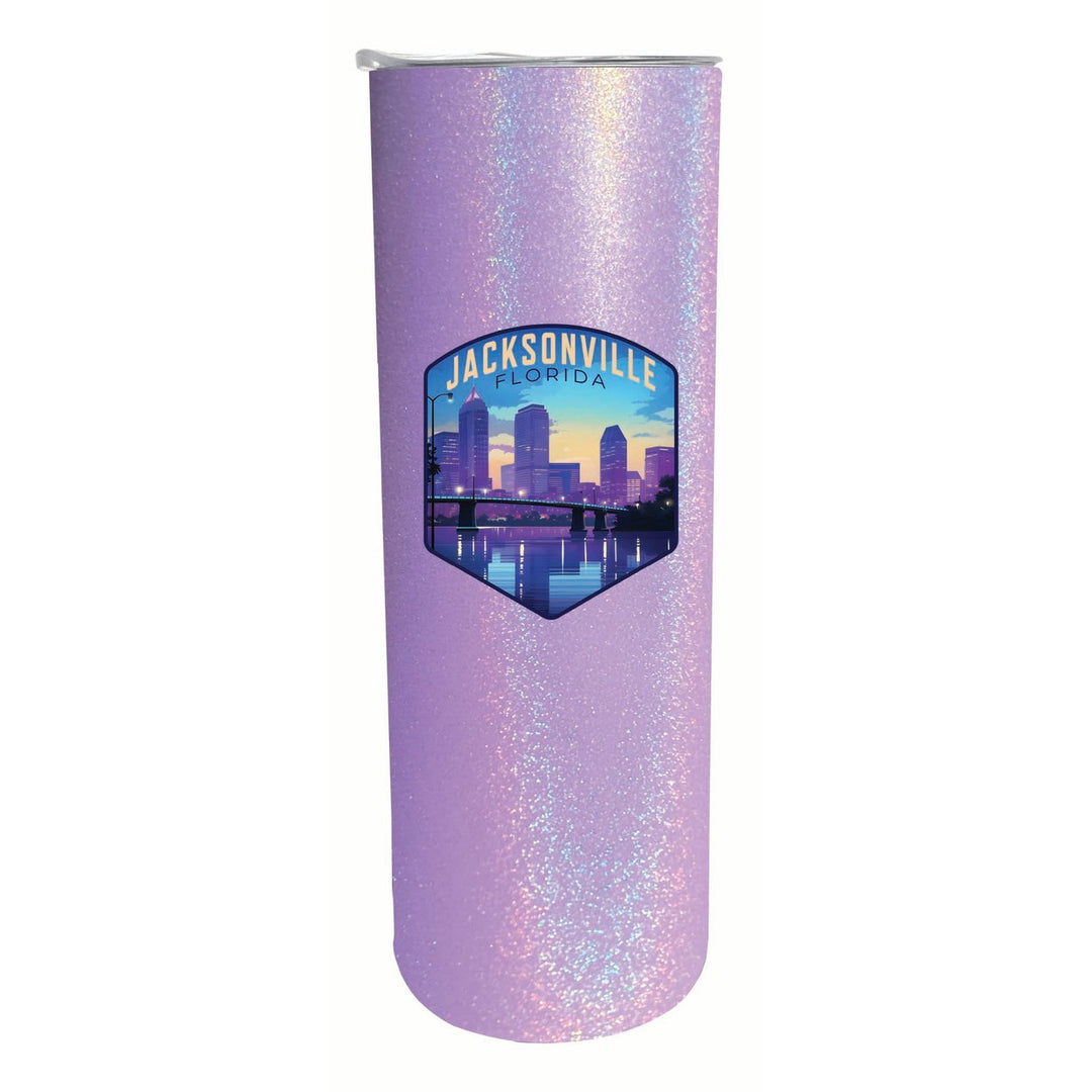 Jacksonville Florida Evening Cityscape Design Souvenir 20 oz Insulated Stainless Steel Skinny Tumbler Image 4