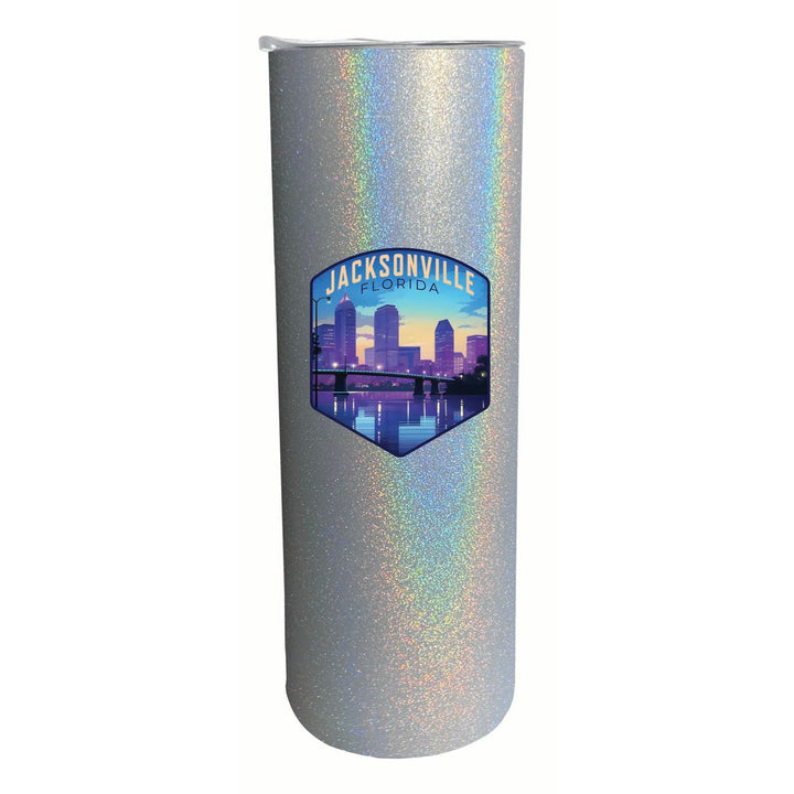 Jacksonville Florida Evening Cityscape Design Souvenir 20 oz Insulated Stainless Steel Skinny Tumbler Image 1