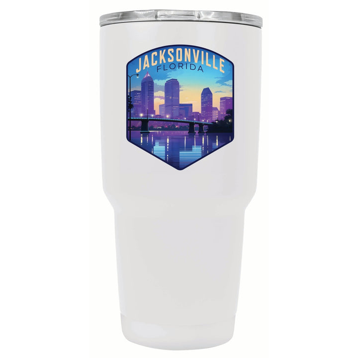 Jacksonville Florida Evening Cityscape Design Souvenir 24 oz Insulated Stainless Steel Tumbler Image 2