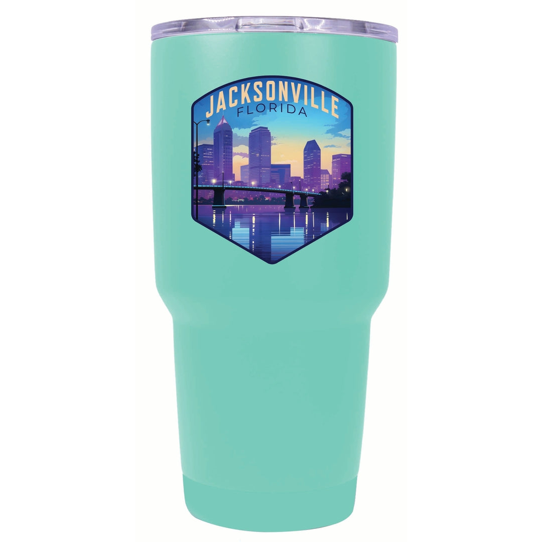 Jacksonville Florida Evening Cityscape Design Souvenir 24 oz Insulated Stainless Steel Tumbler Image 4