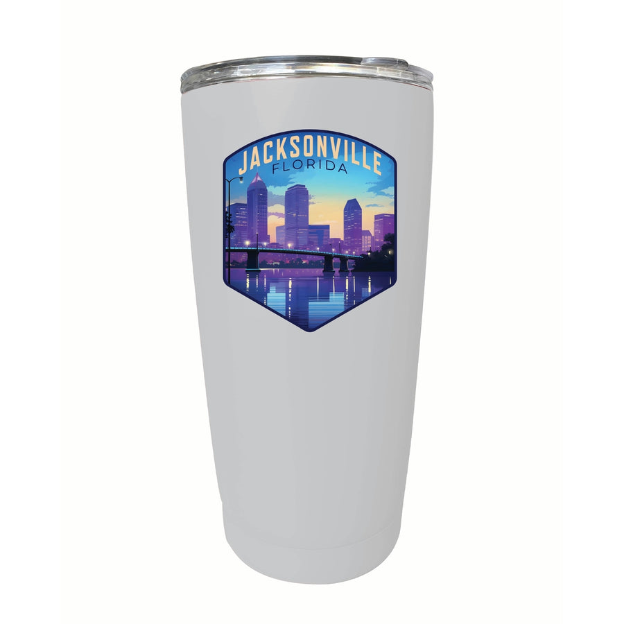 Jacksonville Florida Evening Cityscape Design Souvenir 16 oz Stainless Steel Insulated Tumbler Image 1