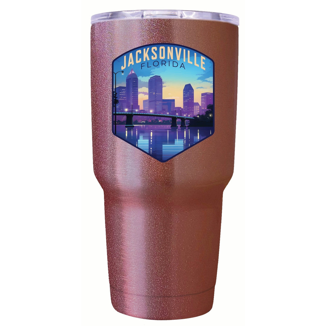 Jacksonville Florida Evening Cityscape Design Souvenir 24 oz Insulated Stainless Steel Tumbler Image 4