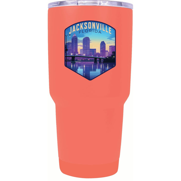 Jacksonville Florida Evening Cityscape Design Souvenir 24 oz Insulated Stainless Steel Tumbler Image 6