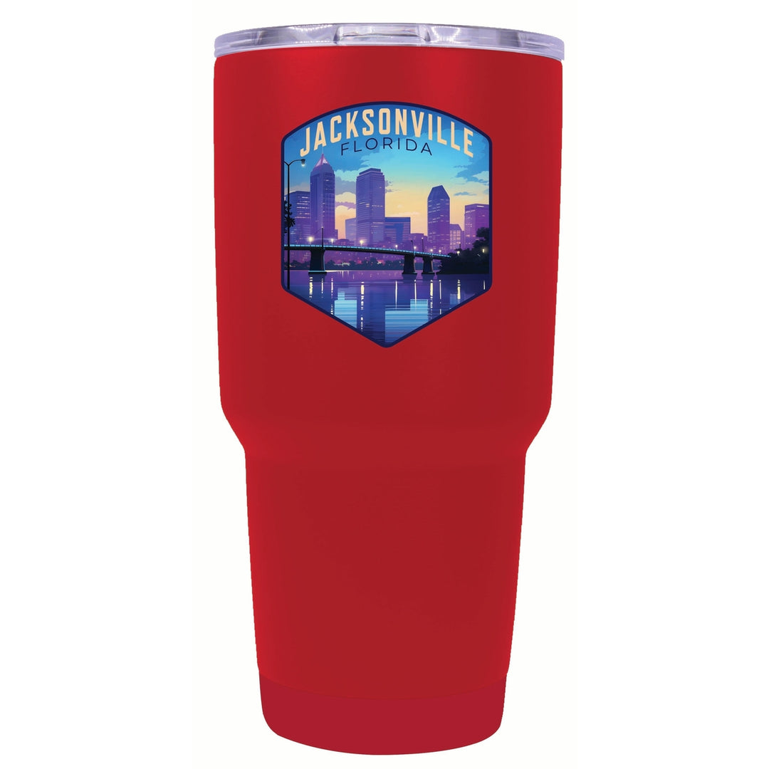 Jacksonville Florida Evening Cityscape Design Souvenir 24 oz Insulated Stainless Steel Tumbler Image 7