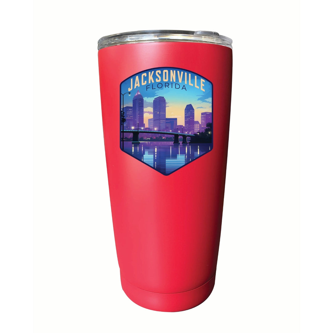 Jacksonville Florida Evening Cityscape Design Souvenir 16 oz Stainless Steel Insulated Tumbler Image 2