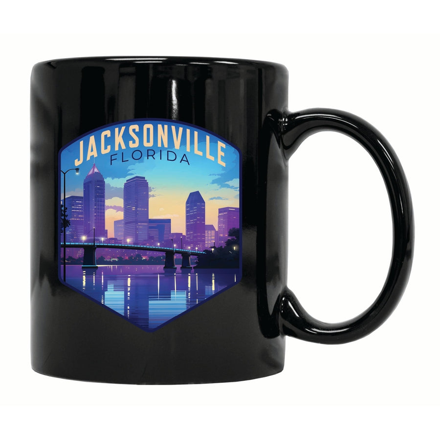 Jacksonville Florida Evening Cityscape Design Souvenir 12 oz Ceramic Coffee Mug Image 1