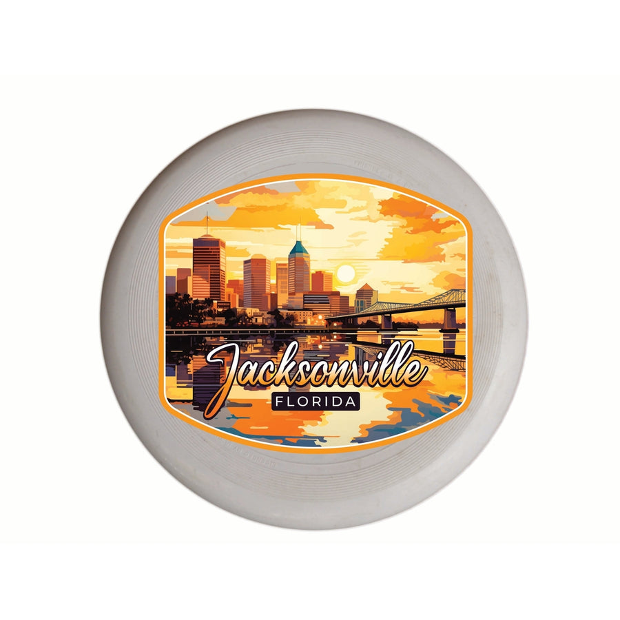 Jacksonville Florida Sunset Cityscape Design Souvenir Frisbee Flying Disc Image 1