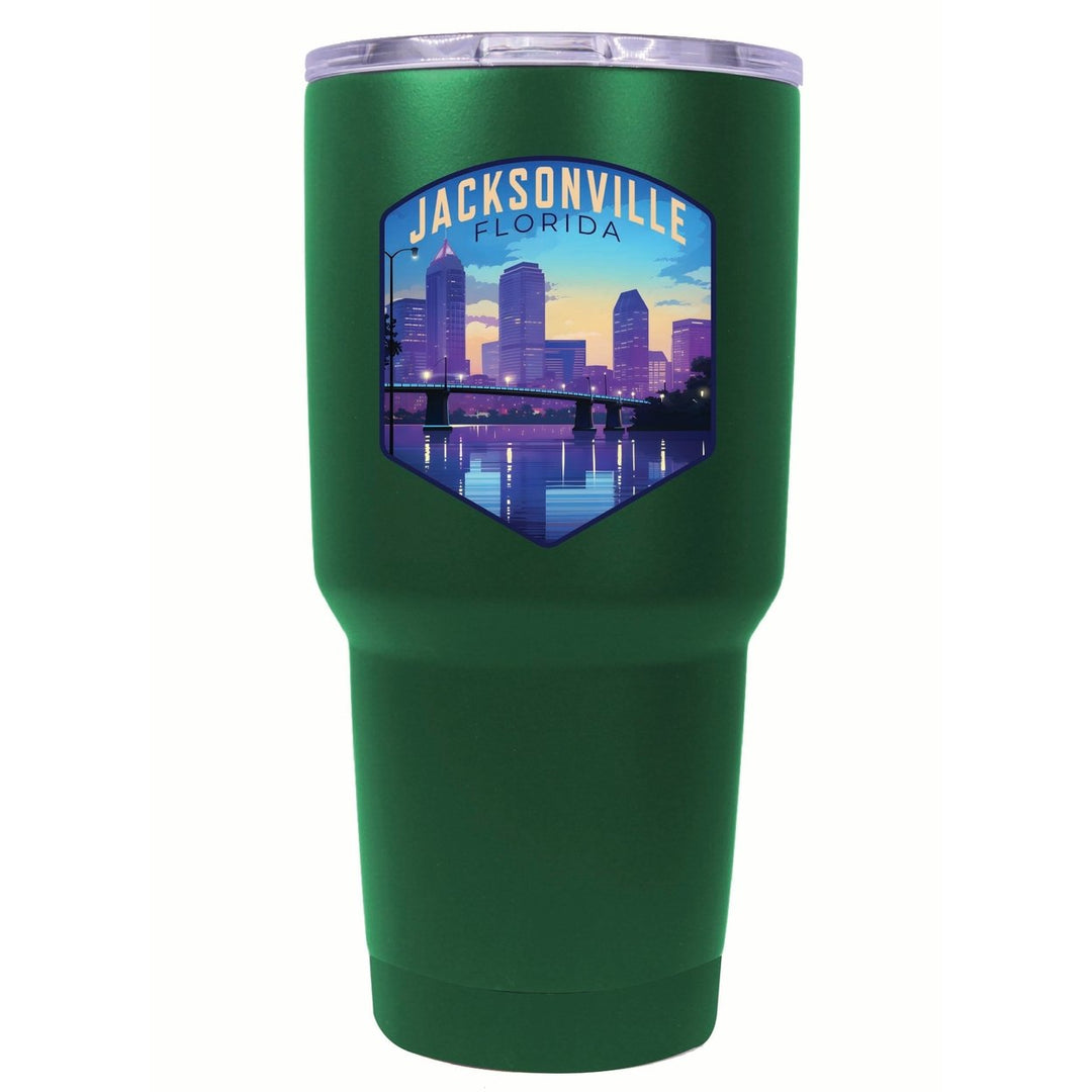 Jacksonville Florida Evening Cityscape Design Souvenir 24 oz Insulated Stainless Steel Tumbler Image 8