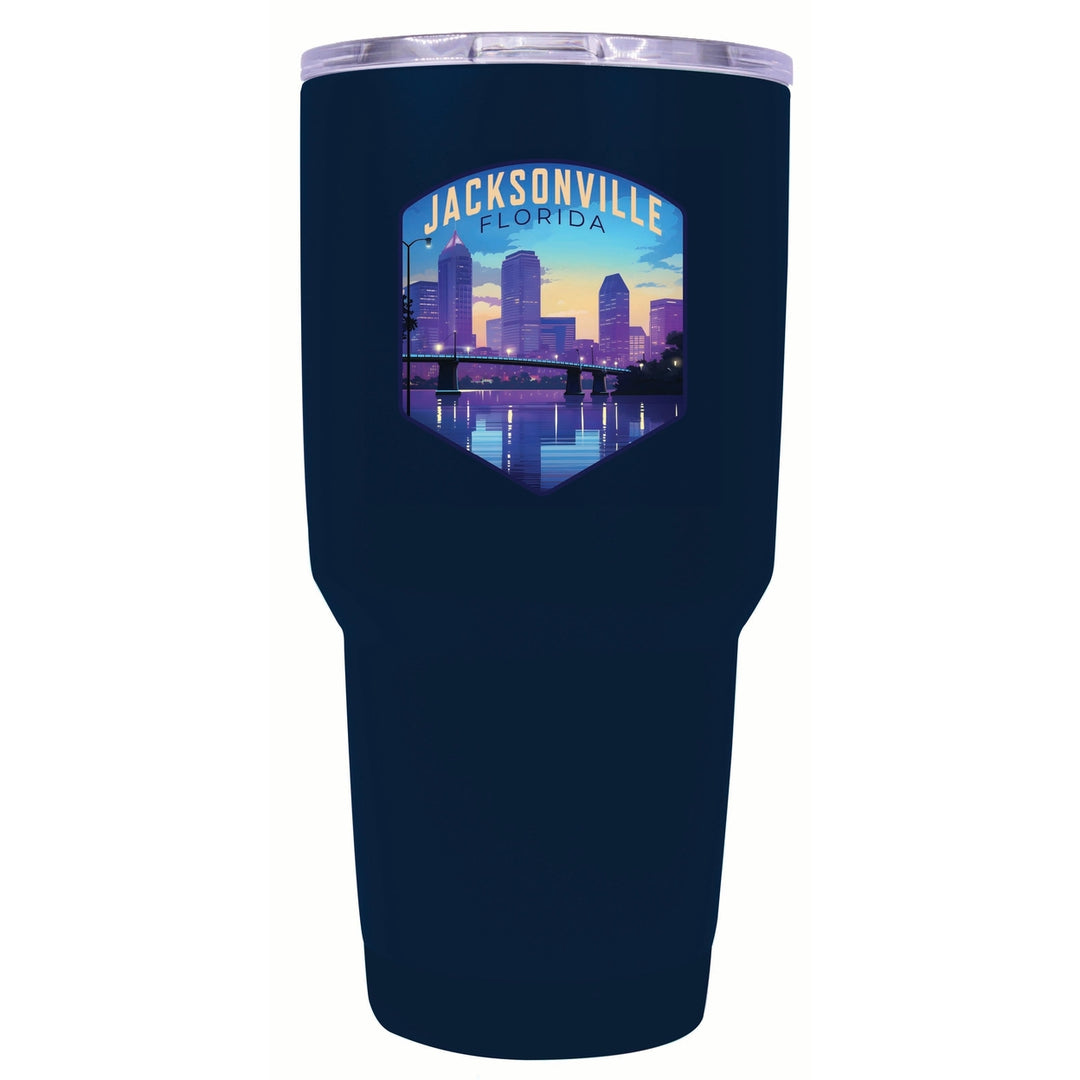 Jacksonville Florida Evening Cityscape Design Souvenir 24 oz Insulated Stainless Steel Tumbler Image 9