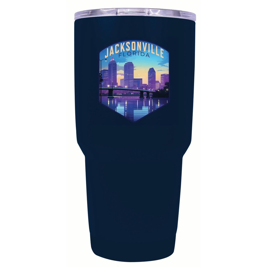 Jacksonville Florida Evening Cityscape Design Souvenir 24 oz Insulated Stainless Steel Tumbler Image 1