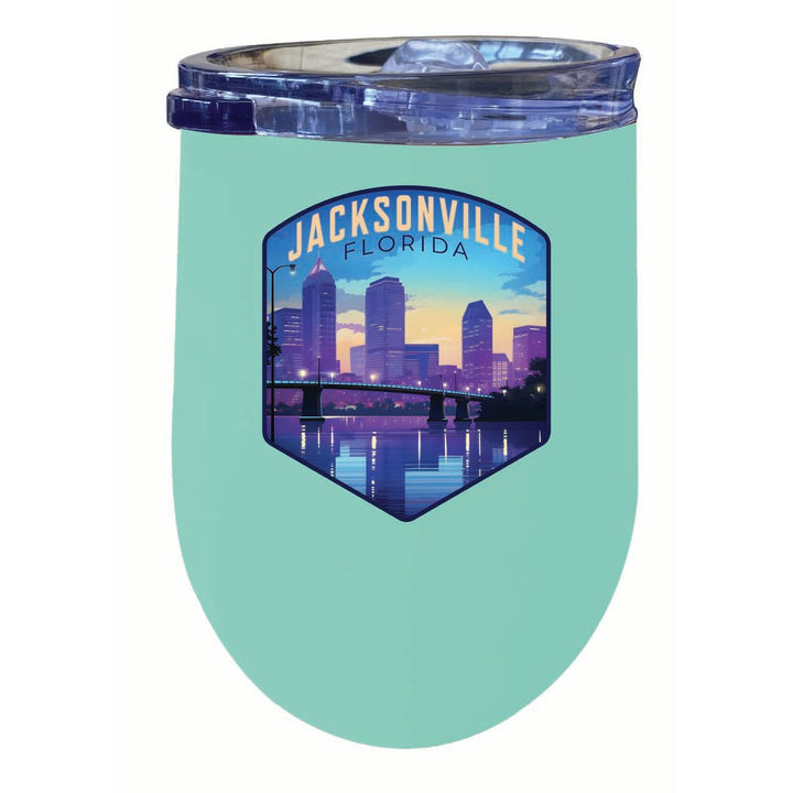 Jacksonville Florida Evening Cityscape Design Souvenir 12 oz Insulated Wine Stainless Steel Tumbler Image 1