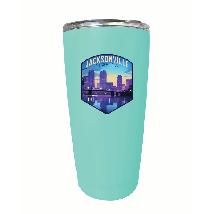 Jacksonville Florida Evening Cityscape Design Souvenir 16 oz Stainless Steel Insulated Tumbler Image 3